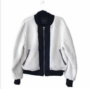 Daniel Patrick Ivory Heroine Sherpa Fleece Bomber Jacket